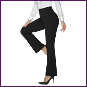 High Waist Bootcut Work Pants with Pockets Tummy Control Yoga Slacks